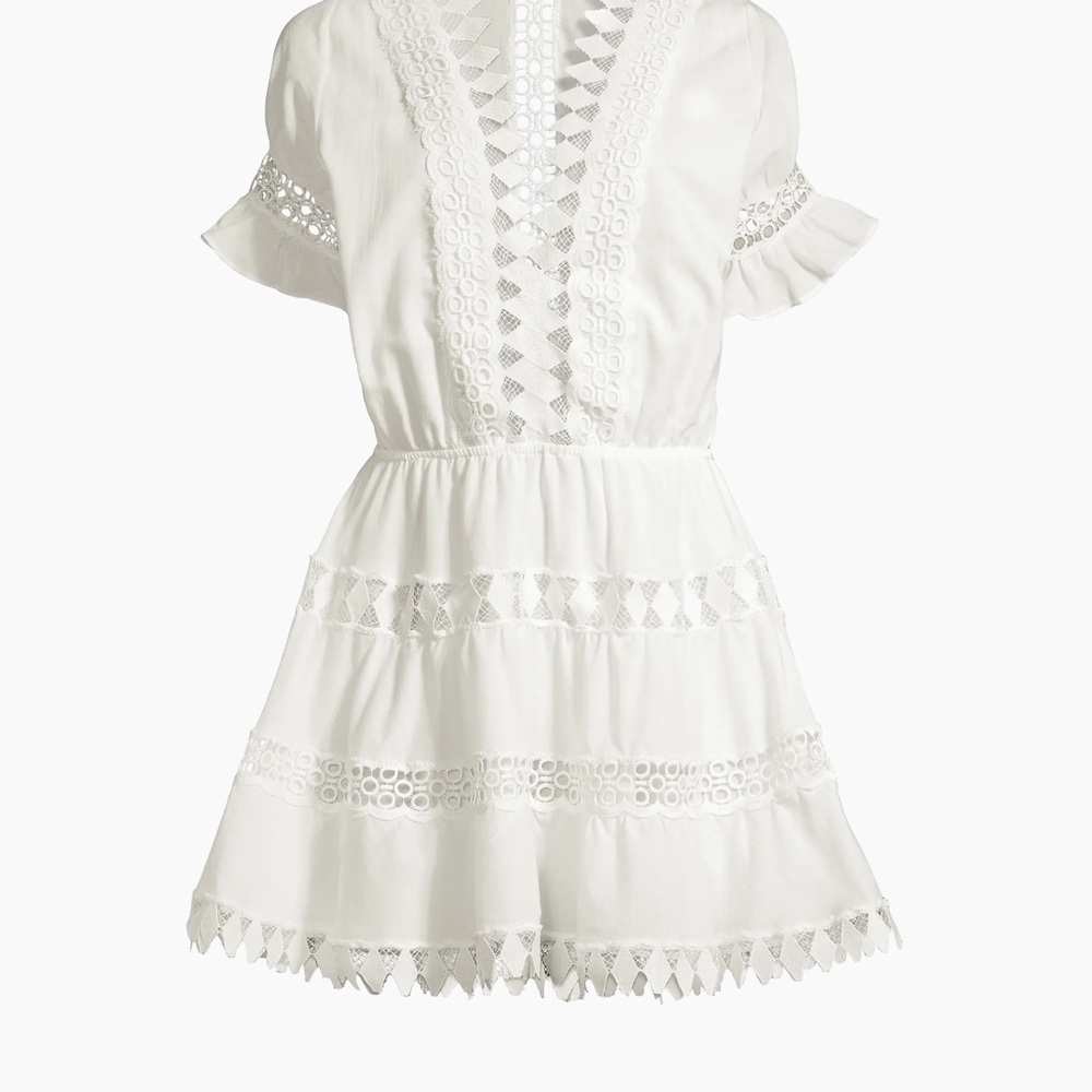 Peixoto Ora White Lace Trim Dress